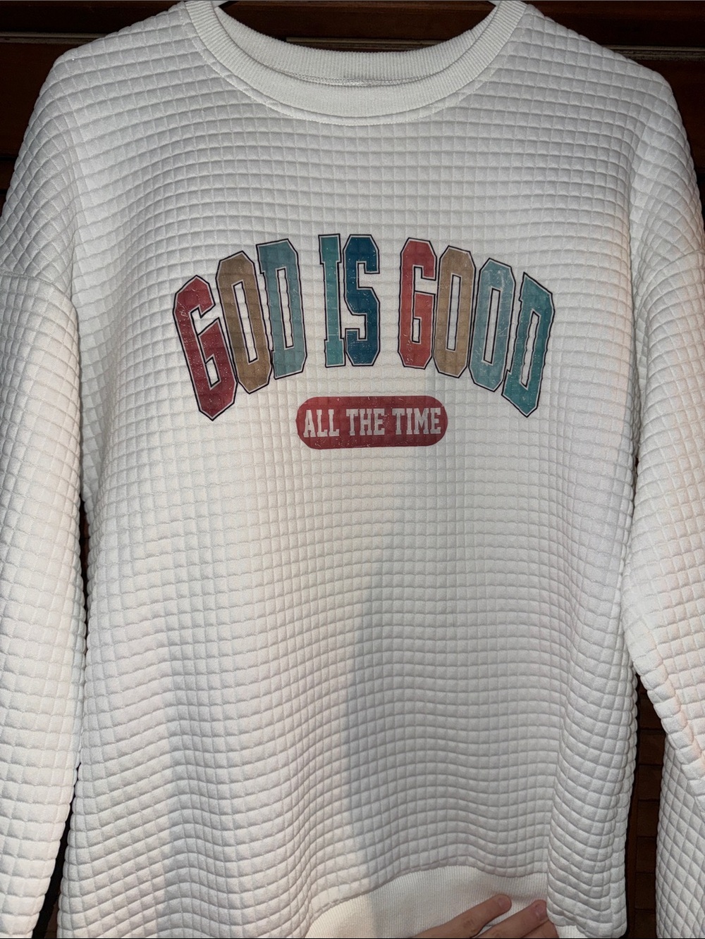 Women’s crew neck pullover God is Good All The Time Cute White Yellow Blue Red